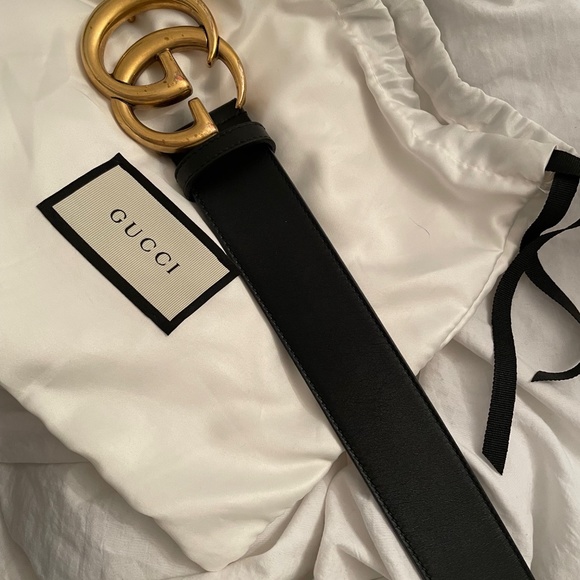 COPY - Gucci Black Leather Belt with Gold Double G Buckle - Picture 6 of 9